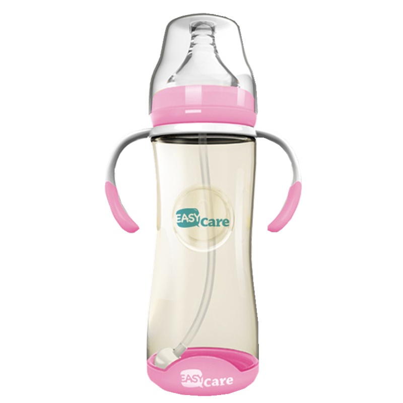 伊斯卡尔婴儿PPSU奶瓶宝宝吸管奶瓶新生婴儿宽口防摔感温变色奶瓶320ml颜色随机