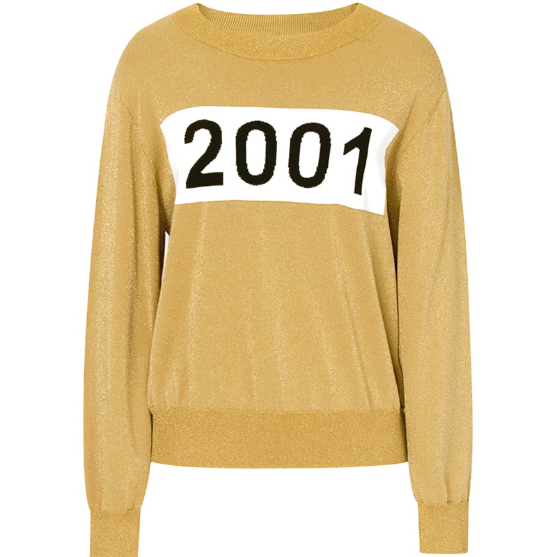 【商场同款】伊芙丽2018新款长袖字母圆领宽松针织衫女