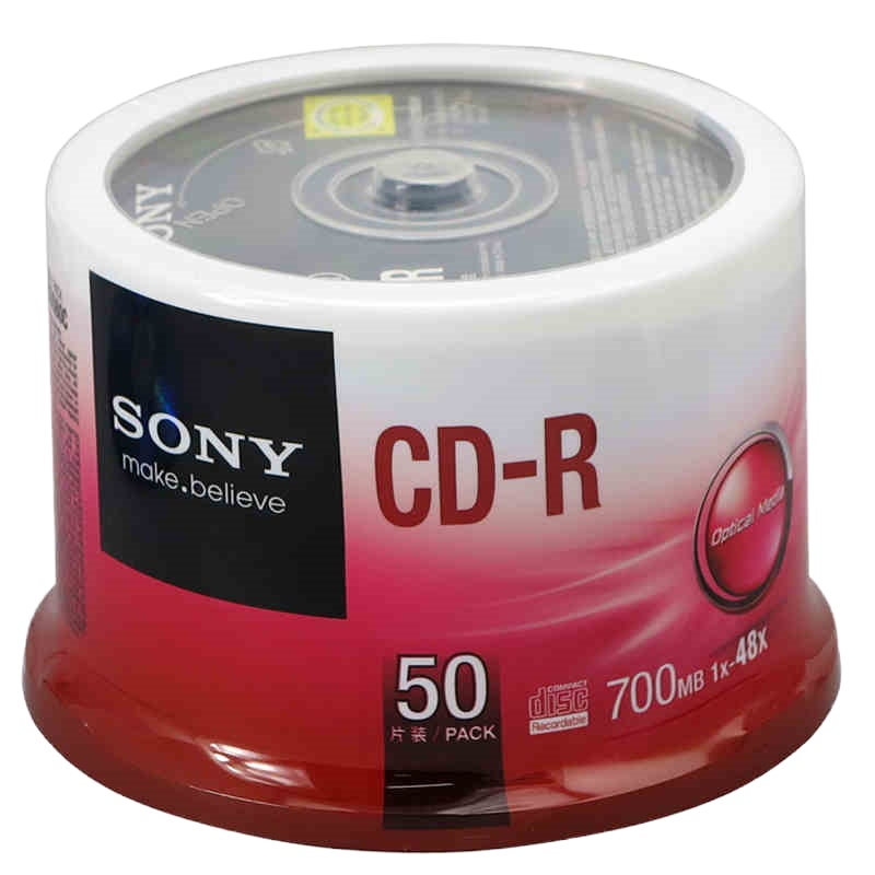 索尼 刻录光盘 CD-R 48速 cd刻录盘 空白光盘 一次性刻录盘 700兆/张 50片/盒