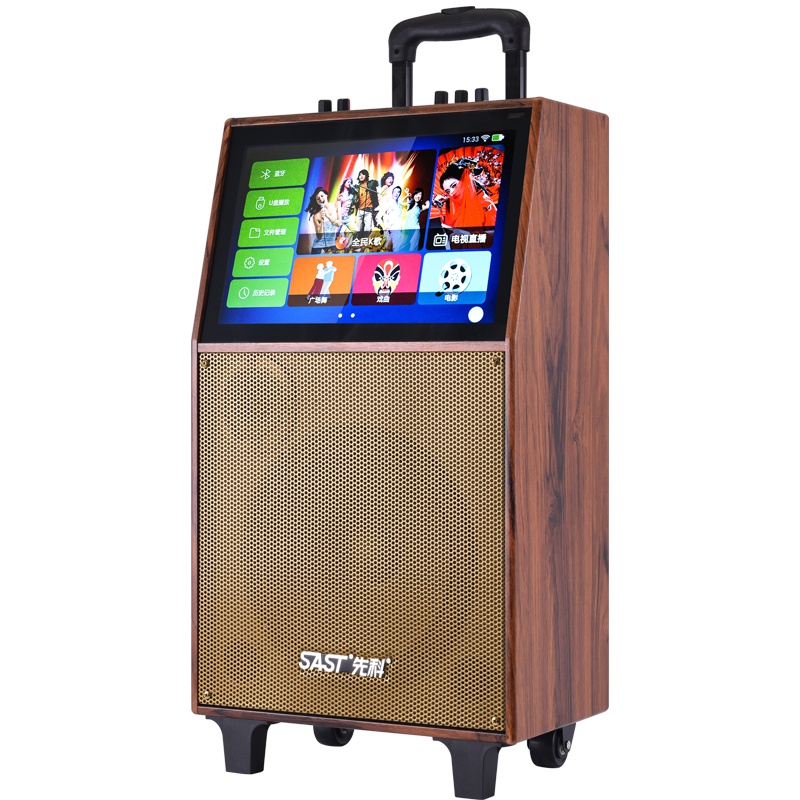 先科(SAST)广场舞音响 户外移动拉杆音箱带显示屏 便携式一体机 大功率WiFi触摸屏视频播放器KTV点歌机带麦克风