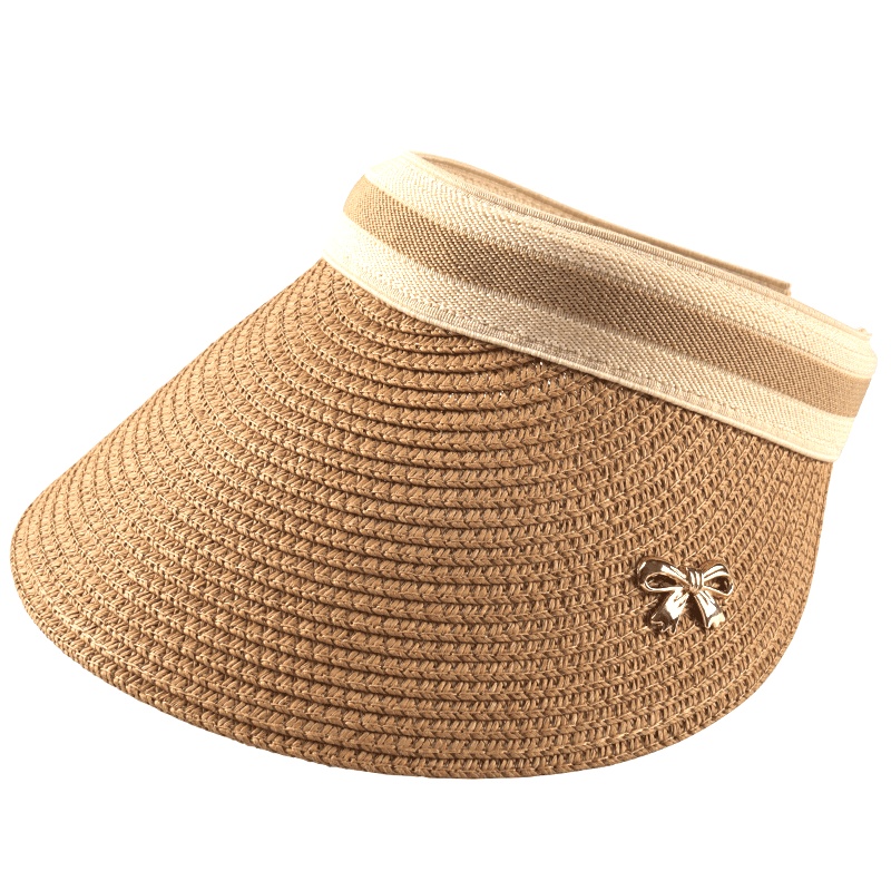 丝乔海特空顶鸭舌草帽 夏天防晒遮阳新款金色蝴蝶结 出游必备草帽