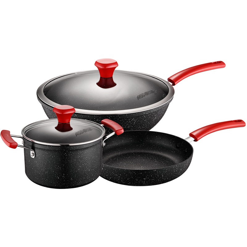 爱仕达(ASD)炒锅麦饭石晶石炒锅不粘锅套装锅家用炒菜锅煎锅汤锅组合PL03V3J