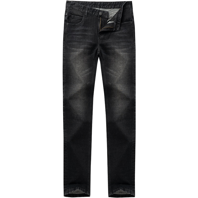 与狼共舞牛仔裤男修身黑色长裤2019新款男士水洗时尚青年裤子DZ