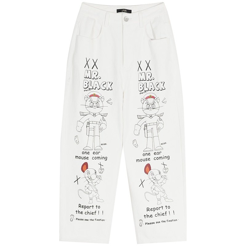 【联名】妖精的口袋直筒显瘦宽松休闲牛仔裤2020春新款女萝卜裤子