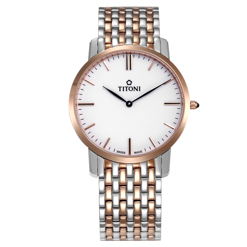 TITONI梅花纤薄系列男士石英表TQ52918SRG-583