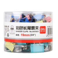 得力(deli)8555ES 彩色长尾夹19mm燕尾夹票夹票据夹铁夹子书夹办公用品 40个/筒 2筒装