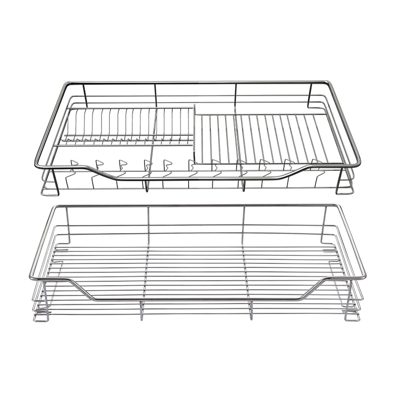卡贝拉篮厨房橱柜双层碗篮抽屉式304不锈钢拉蓝碗柜内置物架调料收纳