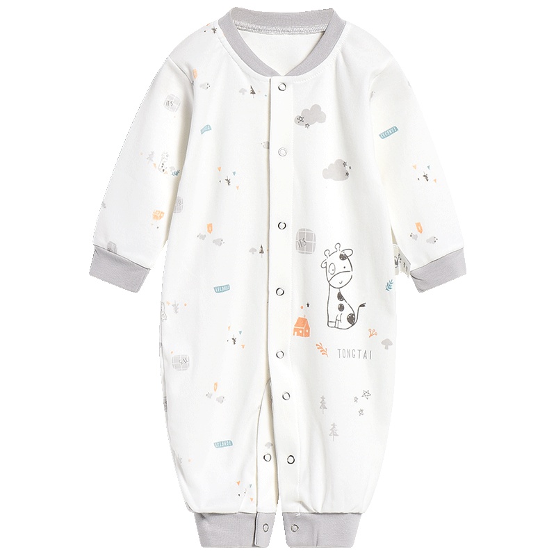 童泰TONGTAI秋季纯棉连体内衣1-12月婴幼儿通用对开哈衣爬服73cm