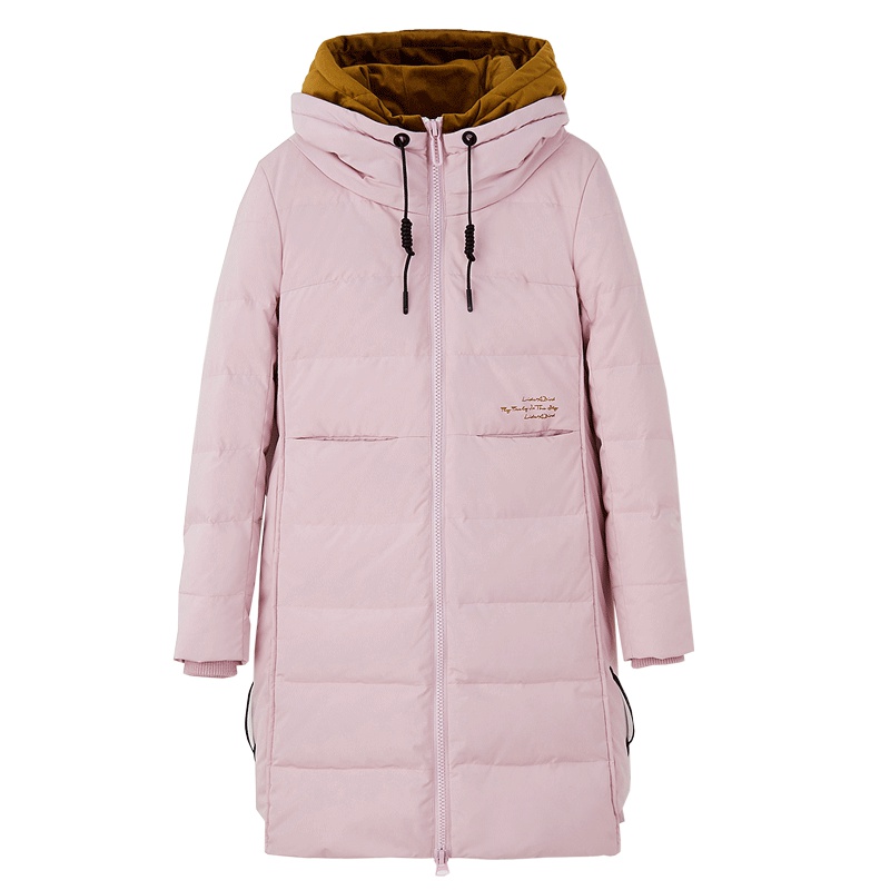 冰洁中长款羽绒服女时尚连帽修身显瘦外套J80141026