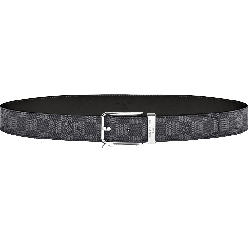 海外直邮LV路易威登男士腰带牛皮35毫米宽棋盘格时尚扣头灰色帆布M9402S
