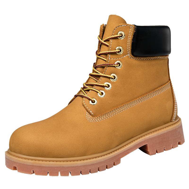木林森头层牛皮马丁靴男潮秋冬季百搭韩版冬天真皮休闲英伦风大黄工装靴子