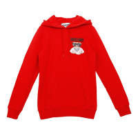 MOSCHINO 莫斯奇诺 女士大红色本命年棉质刺绣小熊休闲连帽卫衣简约上衣春装 17095527 V1115