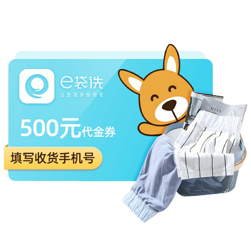 荣昌e袋洗500元充值卡 E袋洗衣袋洗优惠卡洗衣卡礼品卡 填手机号 自动发码