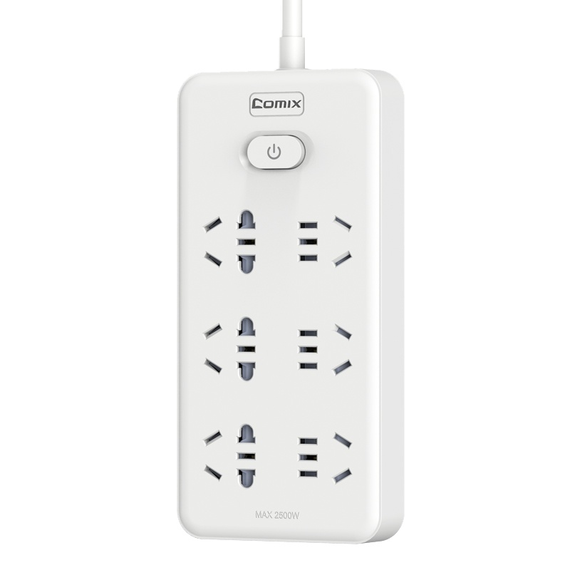 齐心(Comix)插座白色 6位30孔PCP-WZ648全长4.8米多孔电源插板插线板/插排/接线板/拖线板办公