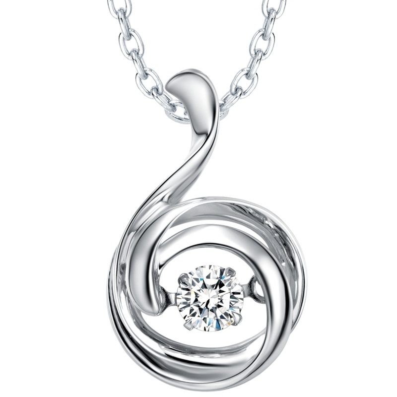 周大福珠宝怦然系列迹动优雅18K金钻石坠U126763