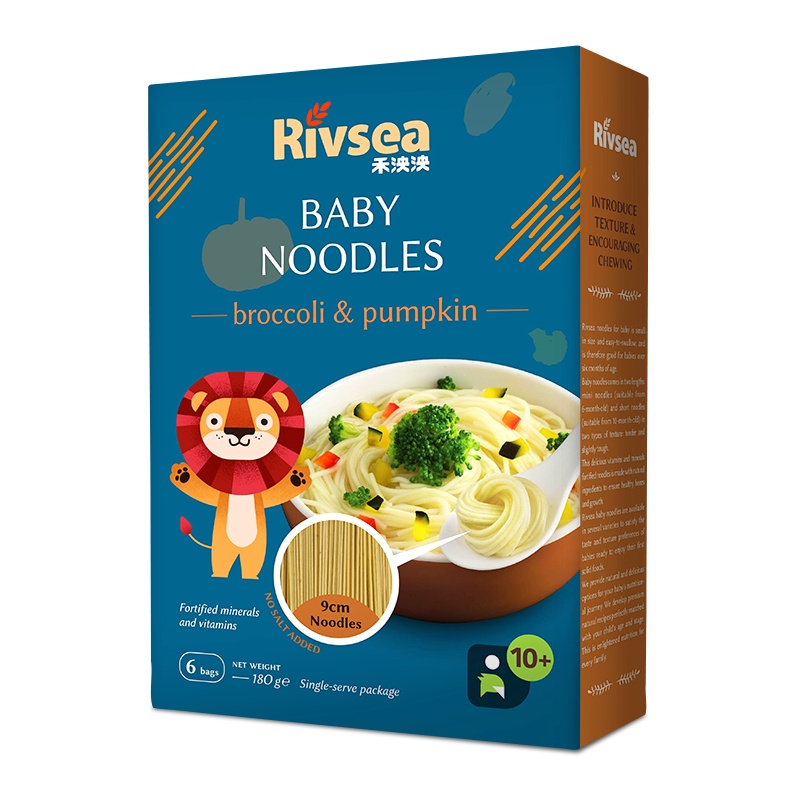禾泱泱(Rivsea)婴幼儿面条无盐无添加白砂糖营养辅食面条绿花椰菜南瓜味180克1盒
