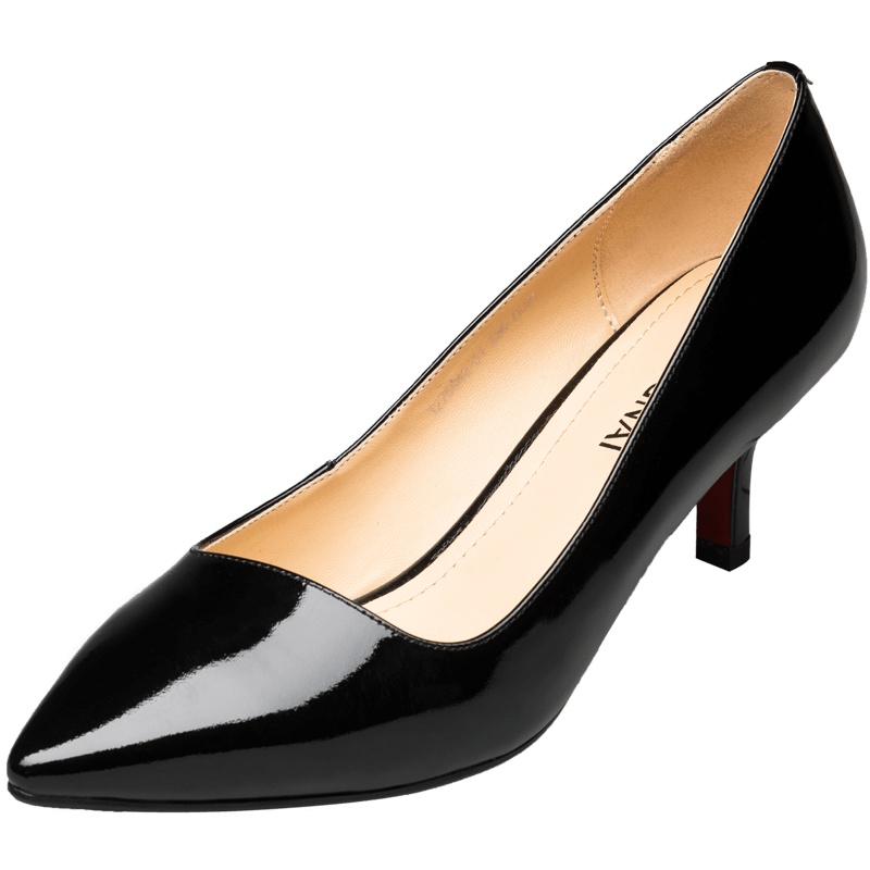 康奈女鞋 秋季尖头性感纯色细跟高跟鞋女百搭职业工作鞋1275942