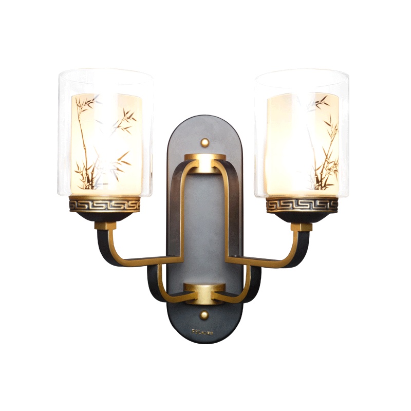 FSL佛山照明 LED壁灯新中式壁灯卧室床头灯6W(含)-10W(含)现代中式书房灯过道灯走廊阳台玻璃家用灯具灯饰