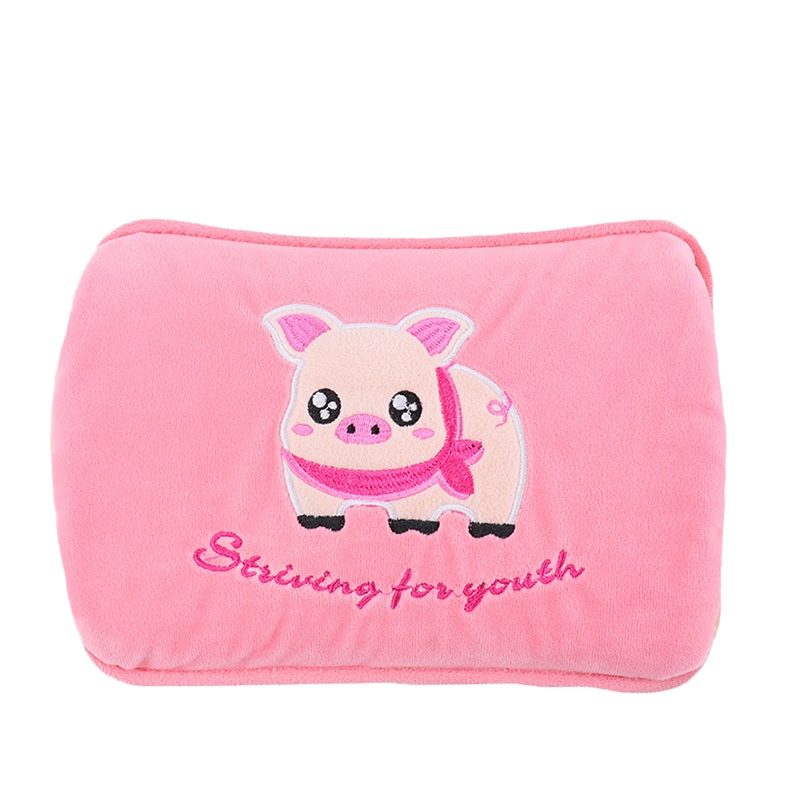 暖咖暖水袋电热水袋电热宝电暖贴身暖宝宝取暖器 智能防爆水电分离 兔毛绒粉色