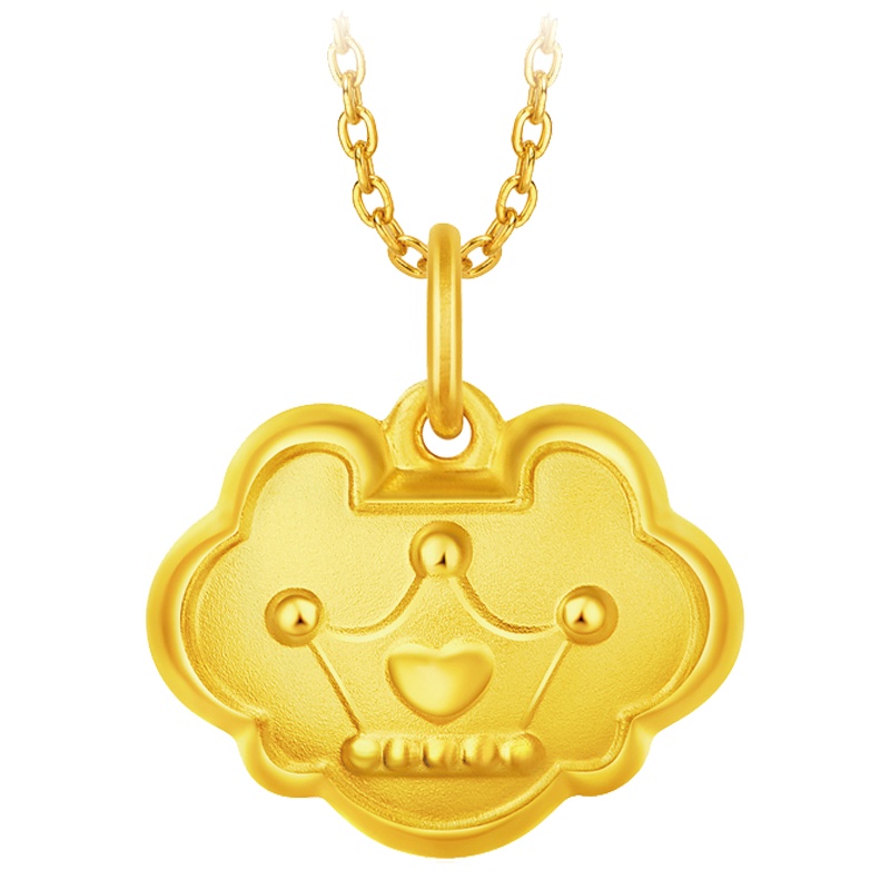 周大福聪明长命锁金锁足金黄金坠计价（工费58元）F211578