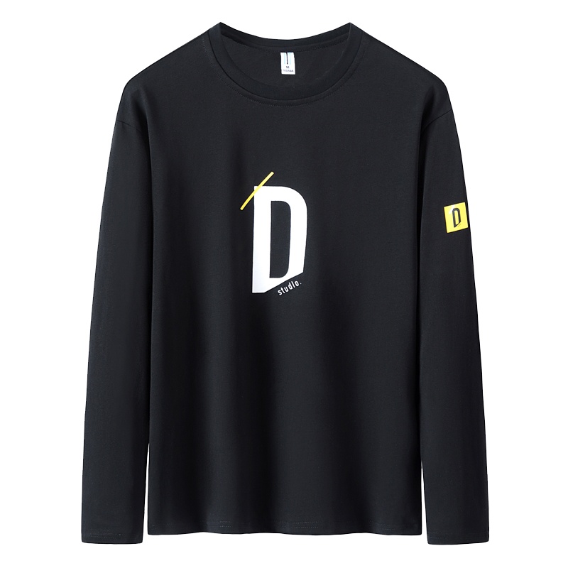 吉普战车JIPUZHANCHE秋冬新款男士t恤男中青年弹力圆领长袖棉质体恤男士打底衫休闲时尚印花百搭男士T恤男大码男装