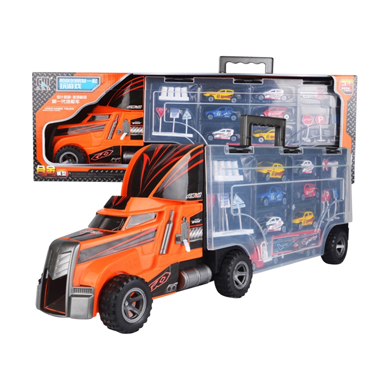 成乐美合金车大货柜儿童仿真汽车模型警车消防工程赛车军事仿真运输卡车手提收纳箱95577/4赛车系列