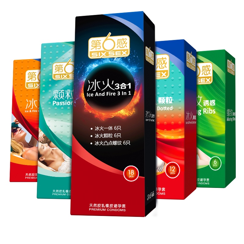 [苏宁自营]第六感001超薄避孕套安全套冰火颗粒刺激组合装66只男女用狼牙高潮G点情趣计生用品官方旗舰正品授权