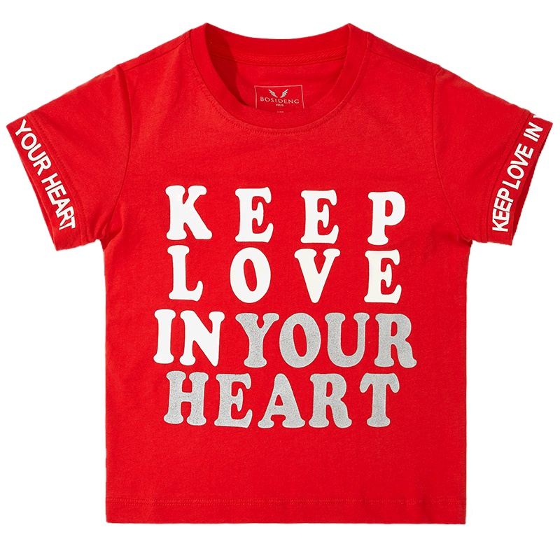 波司登童装短袖T恤男童字母印花运动短袖T恤