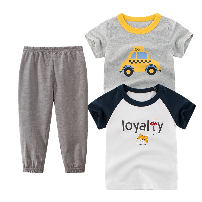 2020年夏季童装新款男女童防蚊裤服三件装时尚儿童套装元氣小猴STRONGMONKEY