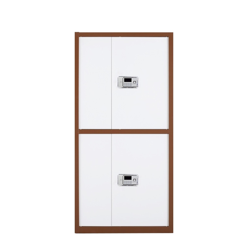 永格保密柜文件柜双保险铁皮柜办公柜电子密码锁档案柜电子锁通双节啡白框带暗抽