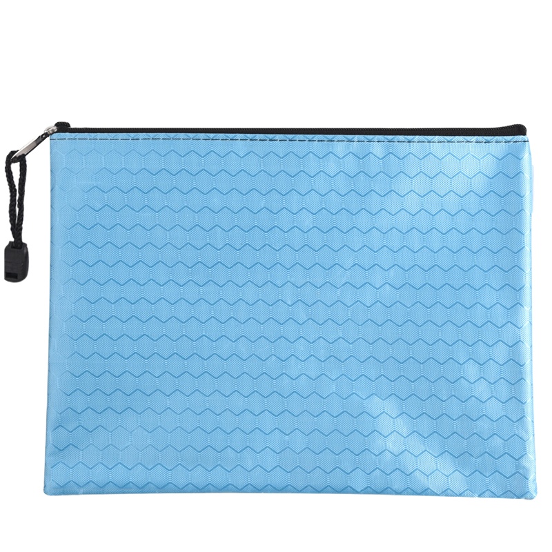 递乐 A5足球纹拉链袋文件袋票据袋办公学生文具用品收纳袋3个装 1455淡蓝色