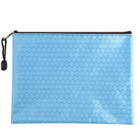 递乐 A5足球纹拉链袋文件袋票据袋办公学生文具用品收纳袋3个装 1455淡蓝色