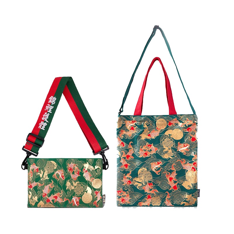 鸿运锦鲤斜挎包·墨黑