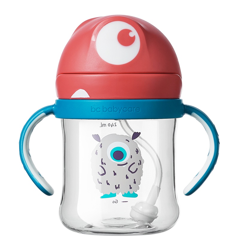 babycare婴儿学饮杯儿童喝水吸管杯子带手柄家用防摔宝宝水杯 把手款 卡洛尔红 tritan 240ML 2611