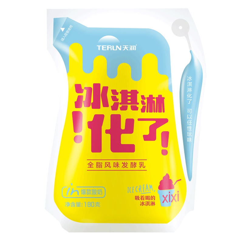 天润(TERUN)网红浓缩冰淇淋化了风味酸奶180g*12袋