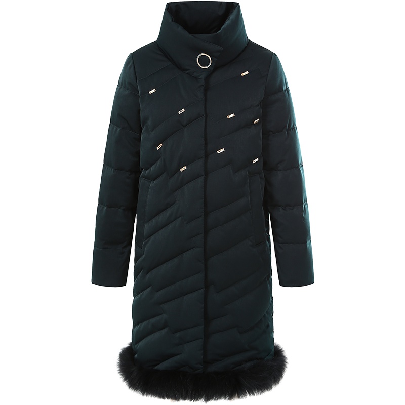 ERAL/艾莱依2018冬新款过膝长款女士修身羽绒服女外套