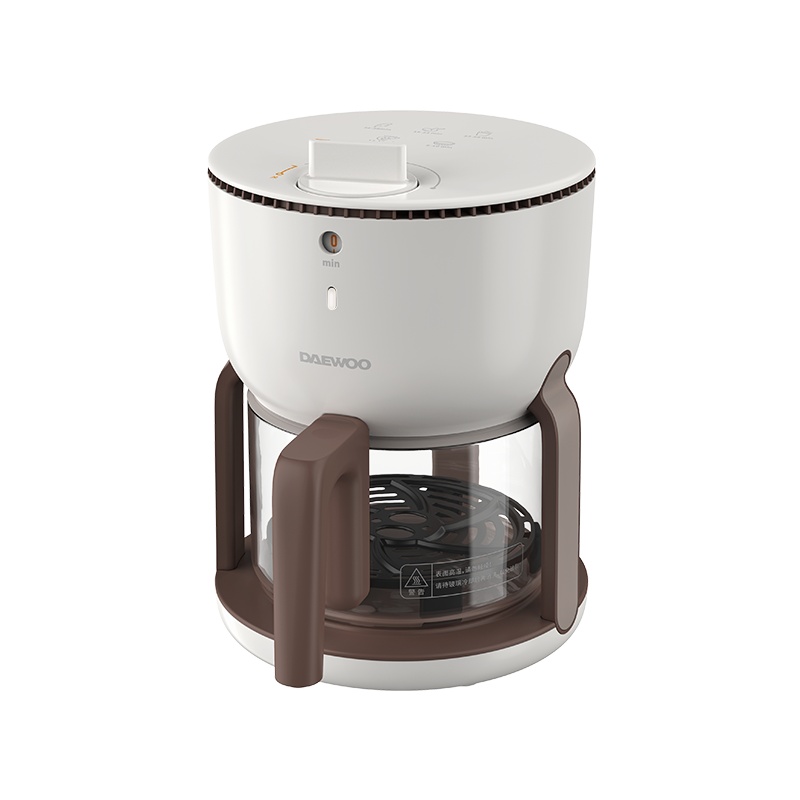 大宇(DAEWOO)空气炸锅家用多功能无油电炸不粘高硼硅玻璃沙漏空气炸锅K5奶糖白