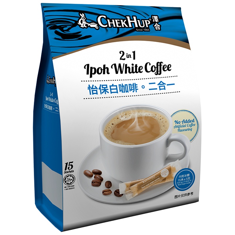 马来西亚原装进口 泽合怡保二合一白咖啡 速溶咖啡粉450g(30g*15包)内附冰糖包冲调饮品袋装