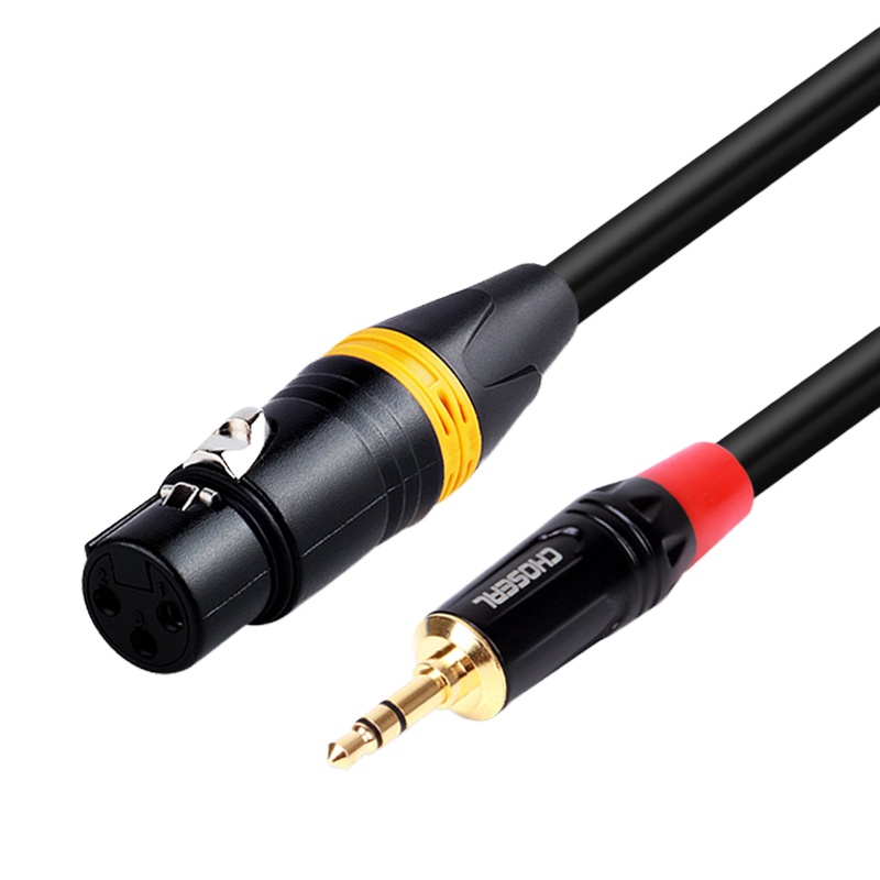 秋叶原 手机电脑声卡连调音台音频线 3.5mm转卡侬母 5米