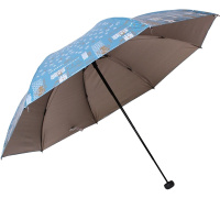 天堂伞 摩卡双面柔粉彩胶防紫外线三折黑杆钢骨晴雨伞 13133