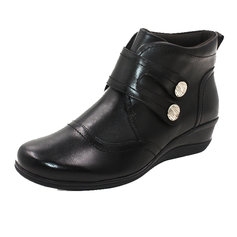 Mileno/米莲诺简约牛皮坡跟女短靴健康舒适妈妈休闲鞋M164561