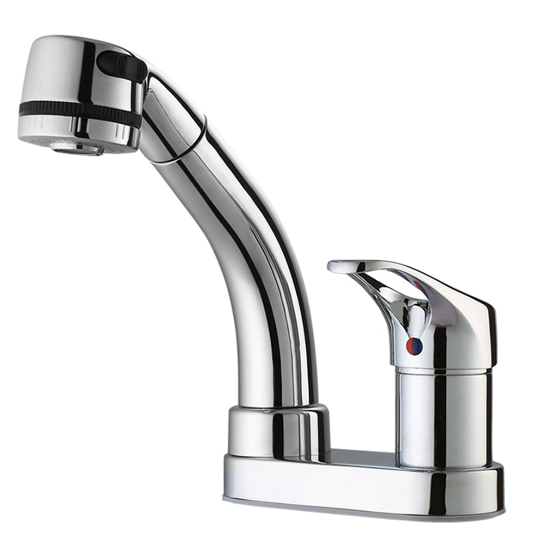 法恩莎龙头浴室柜冷热双孔抽拉式面盆龙头拉伸洗头龙头铜F1F2121C