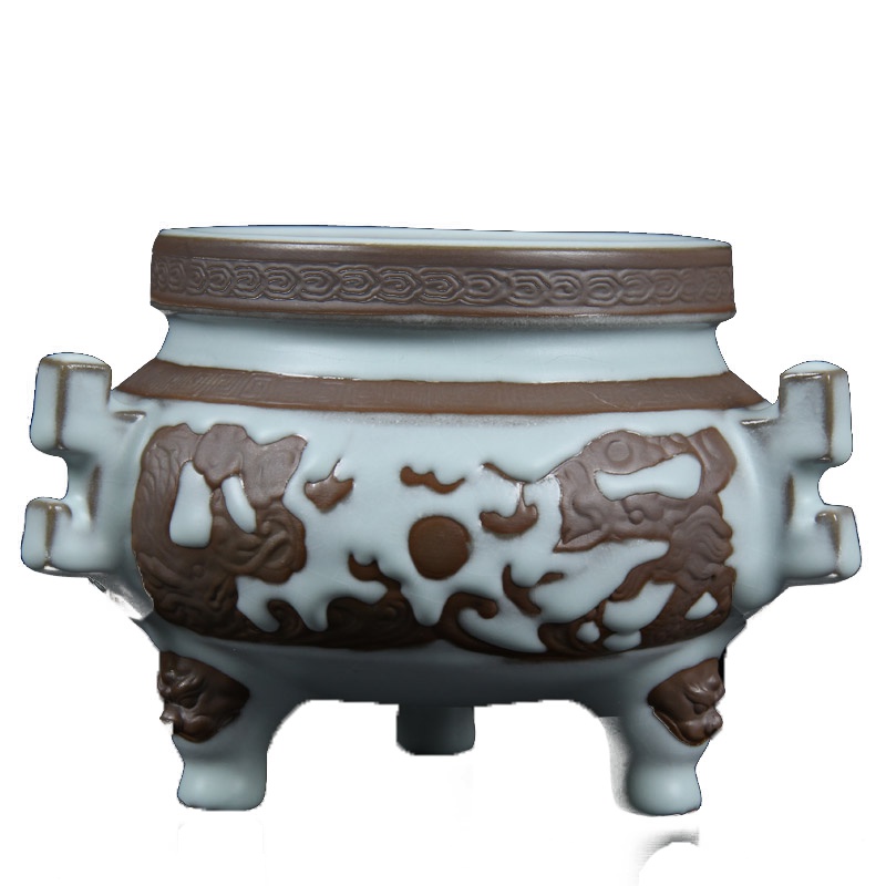 唐宏坊 汝窑香炉盘香檀香炉室内香薰炉卧室盘香仿古薰香炉 龙纹鼎古熏炉款式六