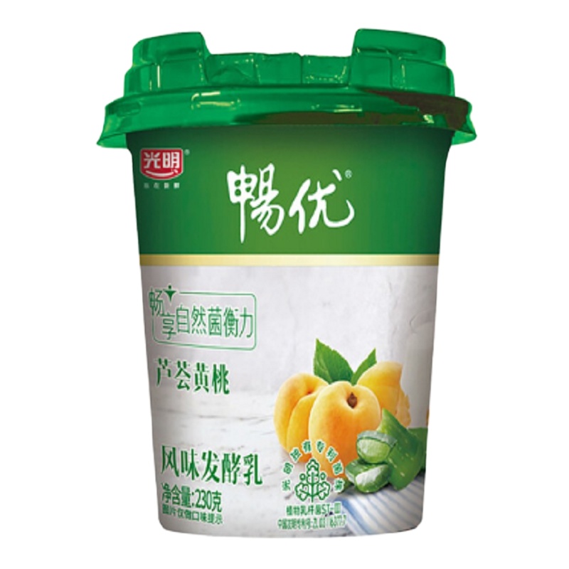 光明畅优果粒酸牛奶芦荟+ 黄桃230g