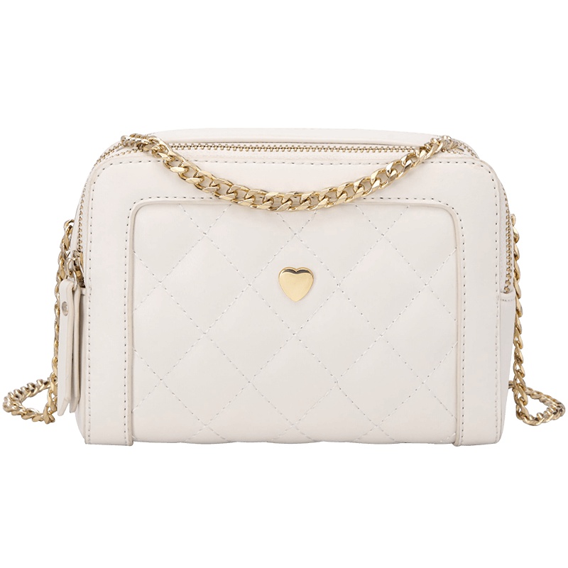 第九城（V.NINE） 斜挎包女士包包2019新款心形菱格百搭单肩包时尚潮流链条包