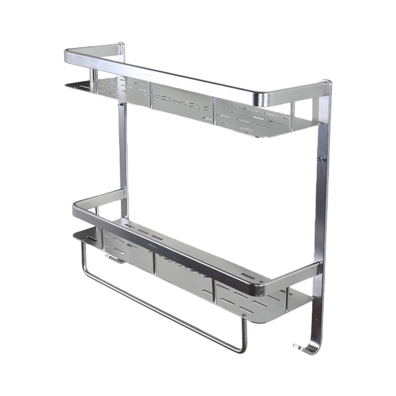 九牧卫浴官方旗舰太空铝双层浴室置物架_壁挂毛巾架浴巾架收纳卫浴