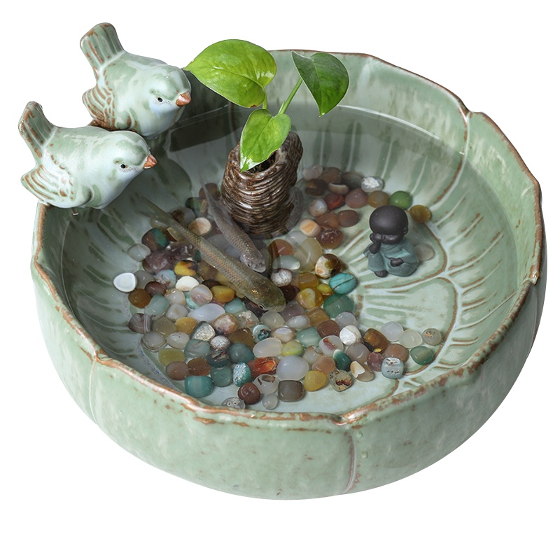 铜钱草花盆水仙盆睡莲碗莲无孔金钱陶瓷特价清仓水养水培多肉大号