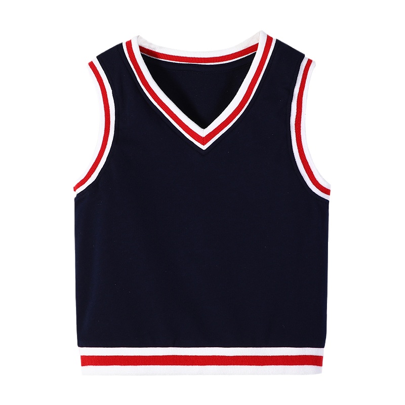 猫人儿童马甲春秋纯棉新款男童套头背心卡通横机边马夹衣服