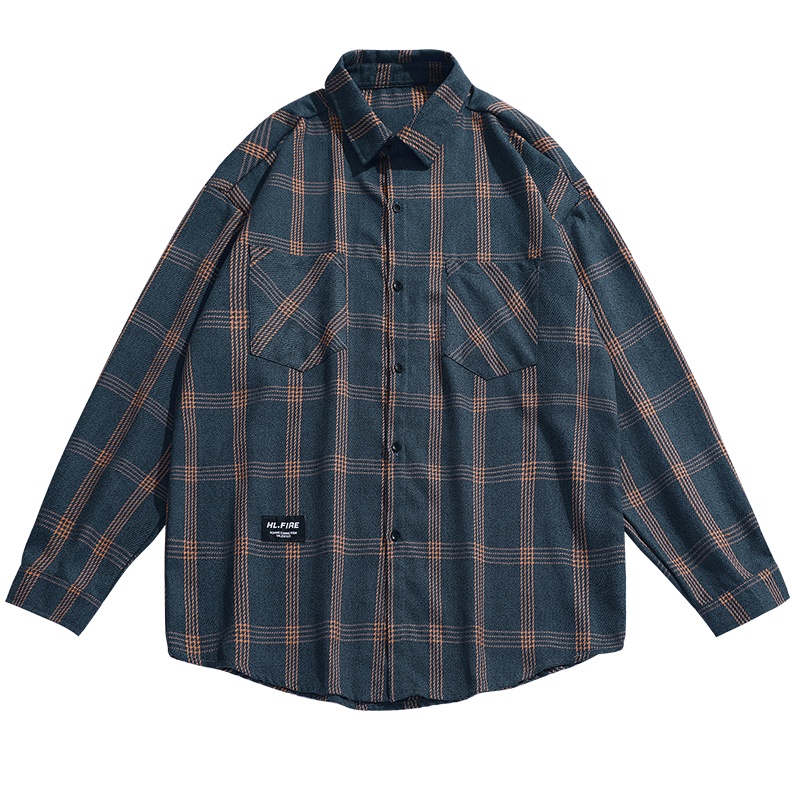 [直营]木林森(MULINSEN)秋季新款撞色格子衬衫男贴标设计简约百搭户外休闲衣