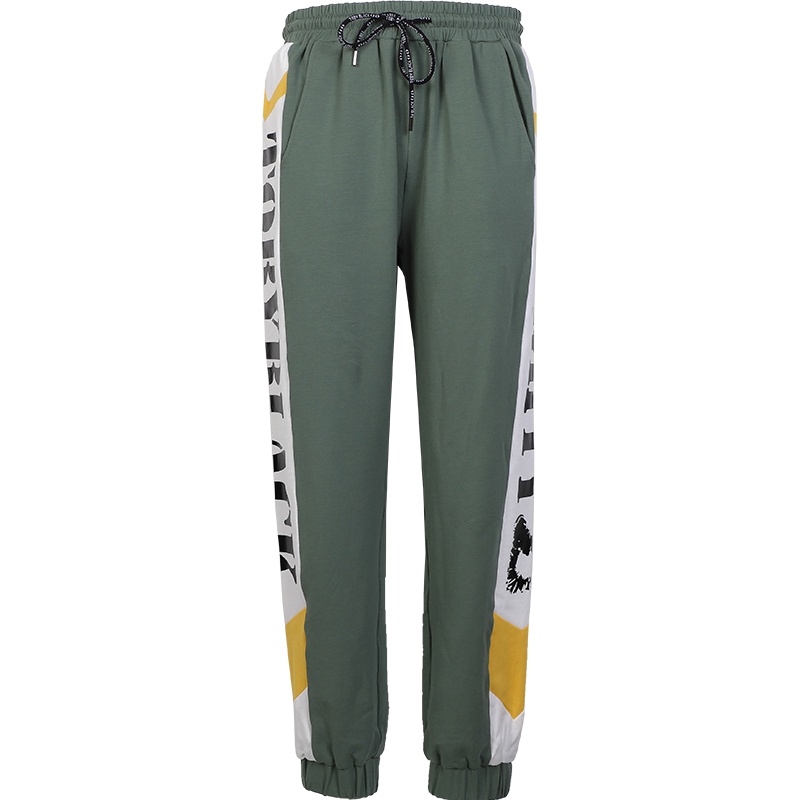 a02新款时尚字母印花撞色拼接束脚ins萝卜裤女潮DTU5A0411PN